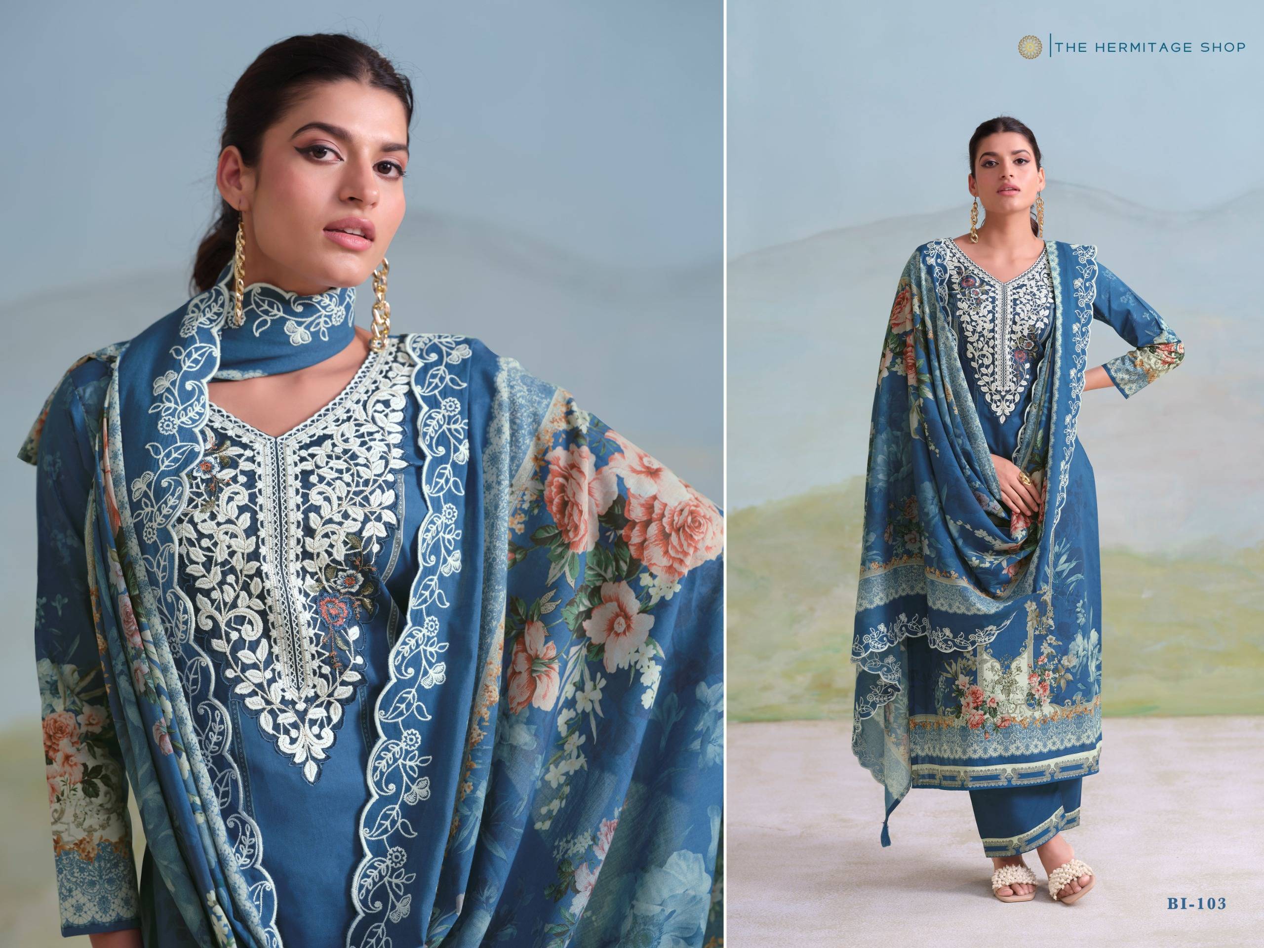 BINSAEED ORIGINALS by  THE HERMITAGE SHOP 101 To 104 Series Pakistani Stylish Beautiful Colourful Printed GIZA LAWN Dresses At Wholesale Price